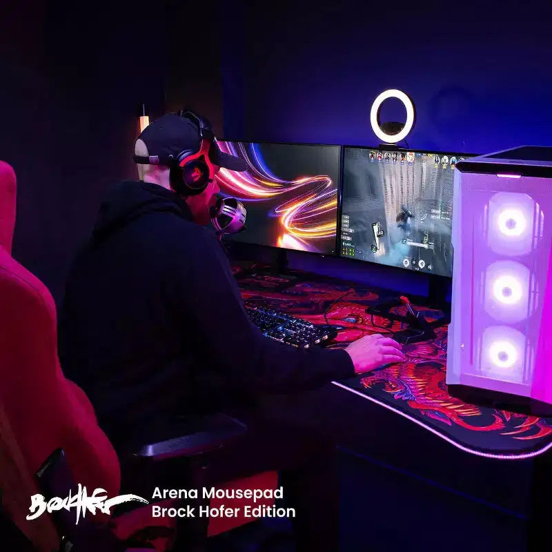 Tappetino per Mouse Lavabile da Gaming e Ufficio Curvo Ultrawide Arozzi Special Edition e 3 Fori Personalizzati per Supporti Monitor con Gestione Cavi