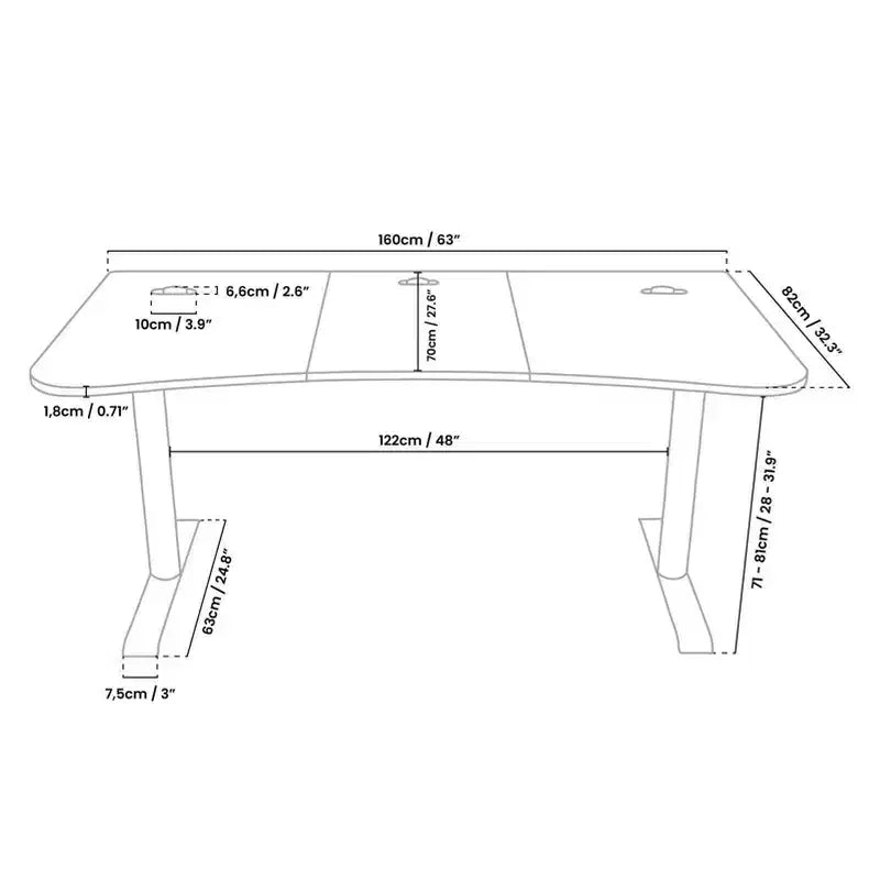 Bureau de jeu et de bureau incurvé ultra-large Arozzi Arena avec tapis de souris lavable et 3 découpes personnalisées pour support d'écran avec gestion des câbles
