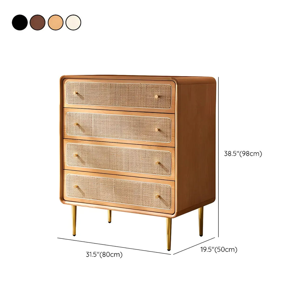 Commode élégante en bois naturel à 4 tiroirs pour la maison