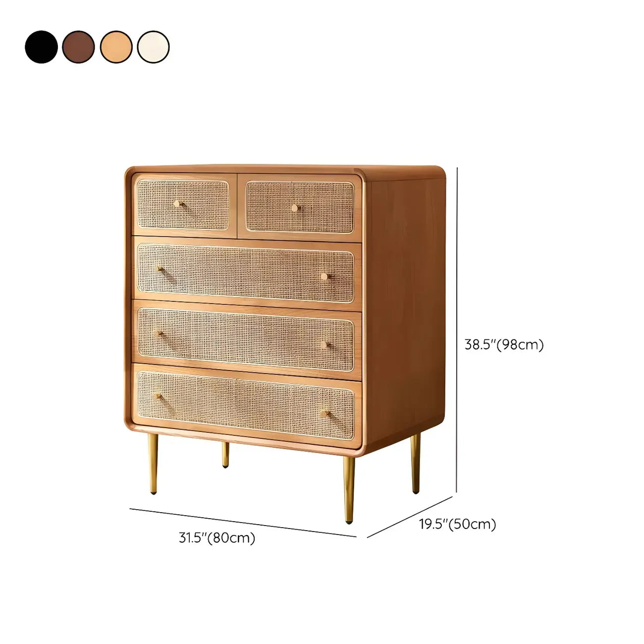 Commode élégante en bois naturel à 4 tiroirs pour la maison