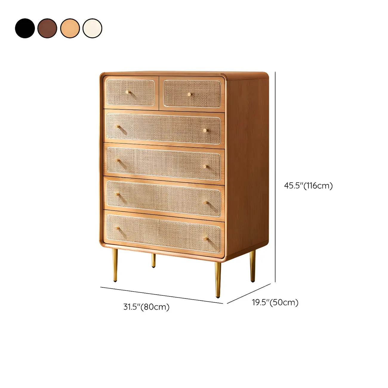 Commode élégante en bois naturel à 4 tiroirs pour la maison