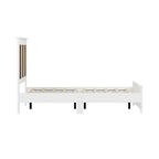 Ensemble de chambre à coucher 4 pièces : lit plateforme de style campagnard, table de chevet et commode avec poignées en métal