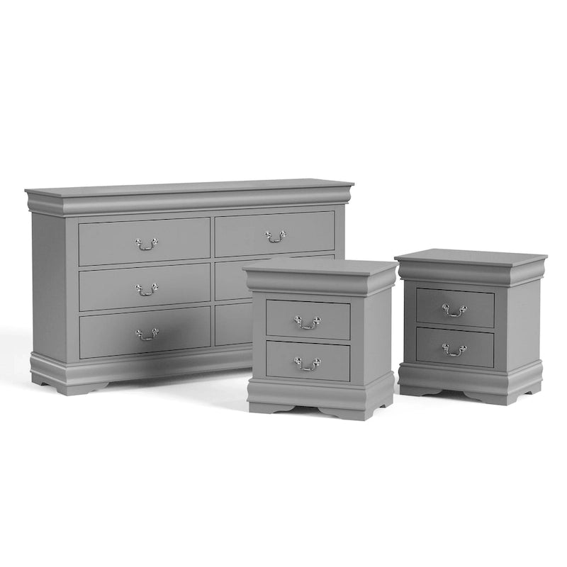 Ensemble de table de chevet et commode 3 pièces en bois massif Devi de Furniture of America