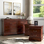 Ensemble de table de chevet et commode 3 pièces en bois massif Devi de Furniture of America