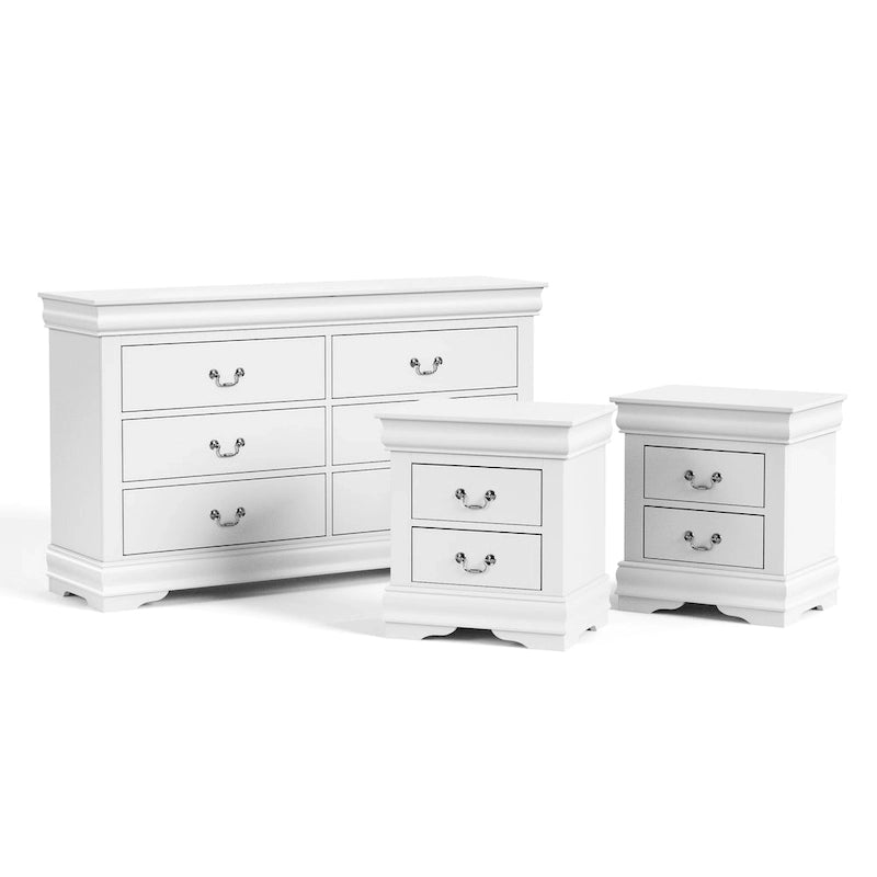 Ensemble de table de chevet et commode 3 pièces en bois massif Devi de Furniture of America