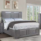 Ensemble de chambre à coucher contemporain 3 pièces Tona de Furniture of America, avec plateforme de rangement en bois gris et éclairage LED