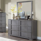 Ensemble de chambre à coucher contemporain 6 pièces Tona de Furniture of America, avec plateforme de rangement en bois gris et éclairage LED
