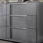 Ensemble de chambre à coucher contemporain 6 pièces Tona de Furniture of America, avec plateforme de rangement en bois gris et éclairage LED