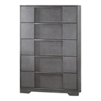 Ensemble de chambre à coucher contemporain 6 pièces Tona de Furniture of America, avec plateforme de rangement en bois gris et éclairage LED