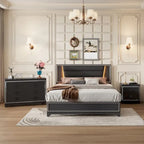 Ensemble de chambre à coucher 3 pièces, lit rembourré Queen Size