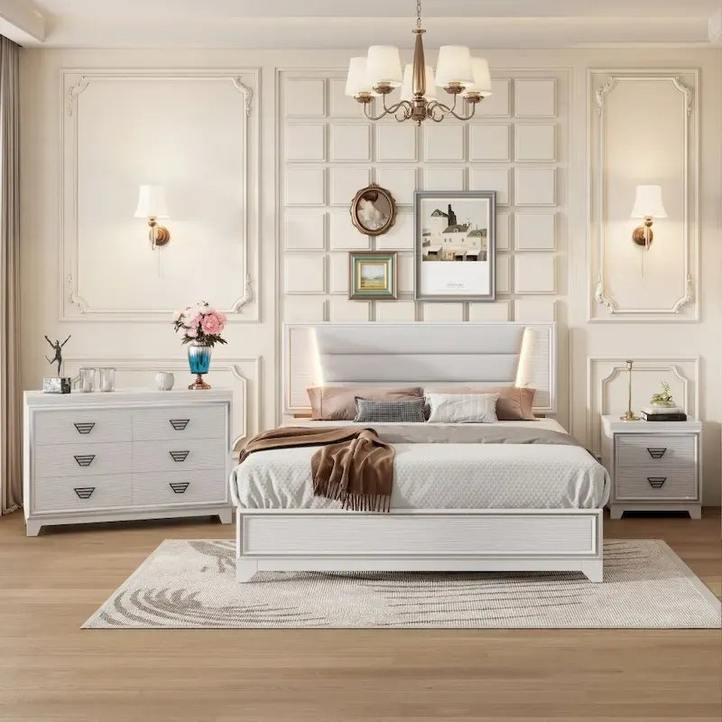 Set camera da letto 3 pezzi letto imbottito Queen Size