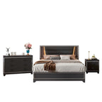Ensemble de chambre à coucher 3 pièces, lit rembourré Queen Size