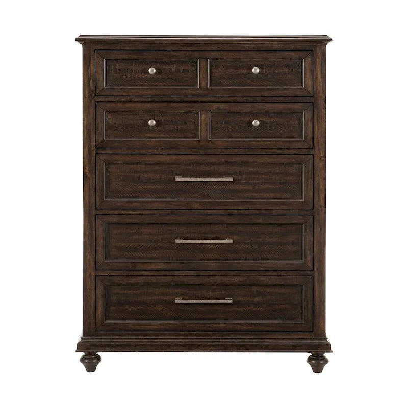Ensemble lit, table de chevet et commode 3 pièces finition bois flotté anthracite