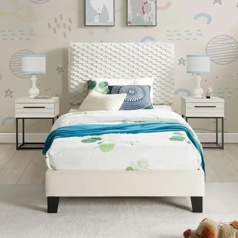 Ensemble de chambre à coucher 3 pièces Roundhill Furniture Findlay, couleur blanc tourterelle