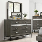 Ensemble de chambre à coucher Heinisk gris contemporain 6 pièces avec plateforme de Furniture of America