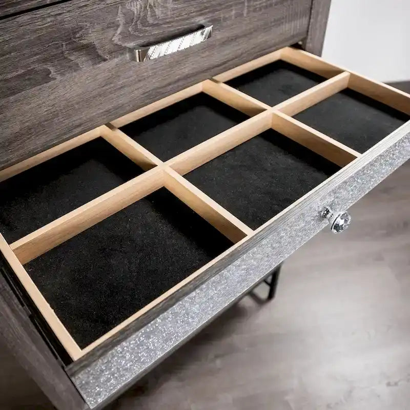 Ensemble de chambre à coucher Heinisk gris contemporain 6 pièces avec plateforme de Furniture of America