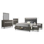 Ensemble de chambre à coucher Heinisk gris contemporain 6 pièces avec plateforme de Furniture of America