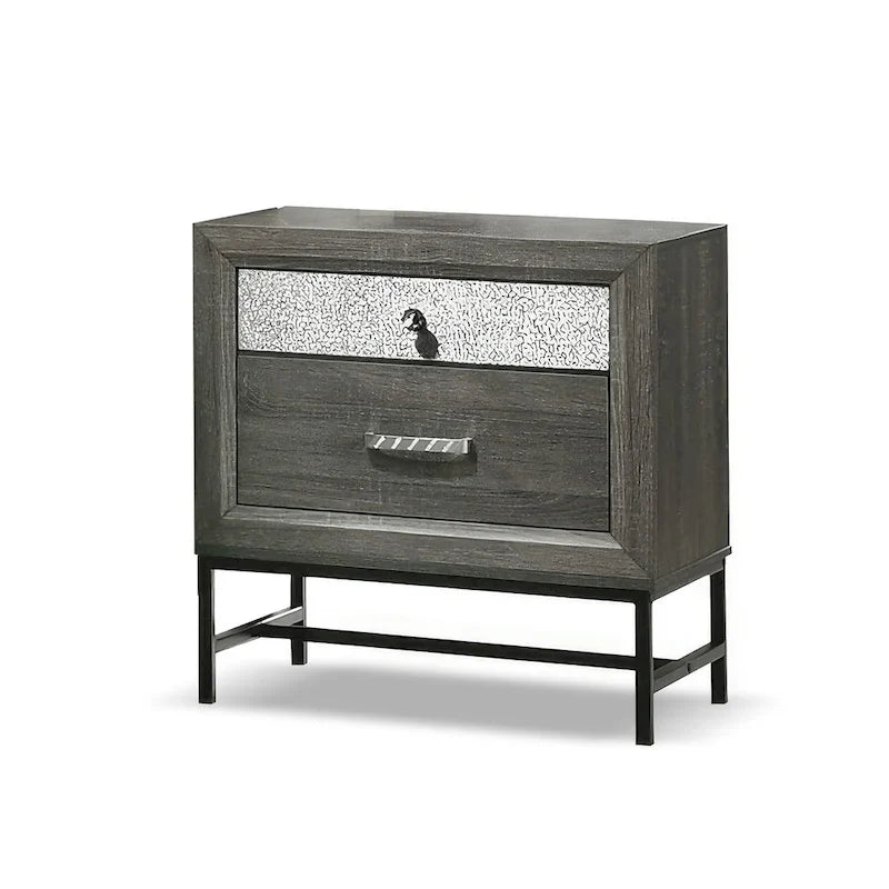 Ensemble de chambre à coucher Heinisk gris contemporain 6 pièces avec plateforme de Furniture of America
