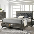 Ensemble de chambre à coucher plateforme 3 pièces Heinisk gris contemporain de Furniture of America
