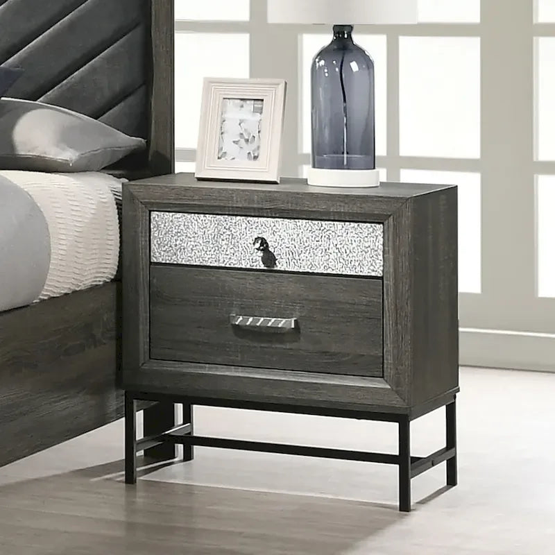 Ensemble de chambre à coucher plateforme 3 pièces Heinisk gris contemporain de Furniture of America