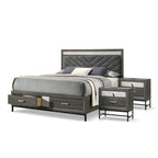 Ensemble de chambre à coucher plateforme 3 pièces Heinisk gris contemporain de Furniture of America