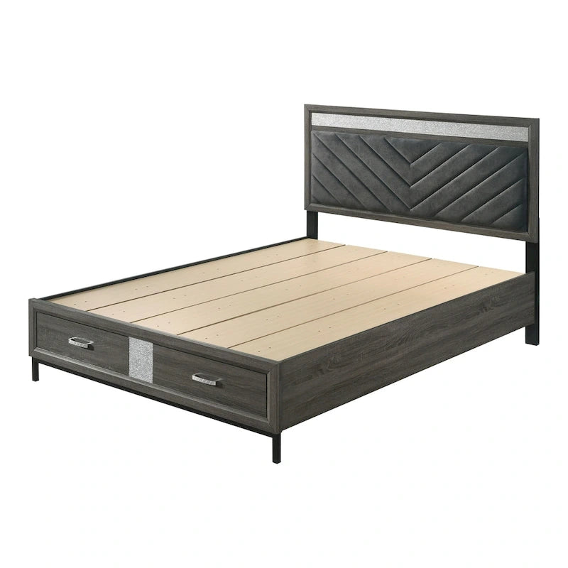 Ensemble de chambre à coucher plateforme 3 pièces Heinisk gris contemporain de Furniture of America
