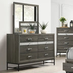 Ensemble de chambre à coucher plateforme 5 pièces Heinisk gris contemporain de Furniture of America