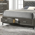 Ensemble de chambre à coucher plateforme 5 pièces Heinisk gris contemporain de Furniture of America