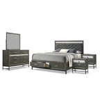 Ensemble de chambre à coucher plateforme 5 pièces Heinisk gris contemporain de Furniture of America