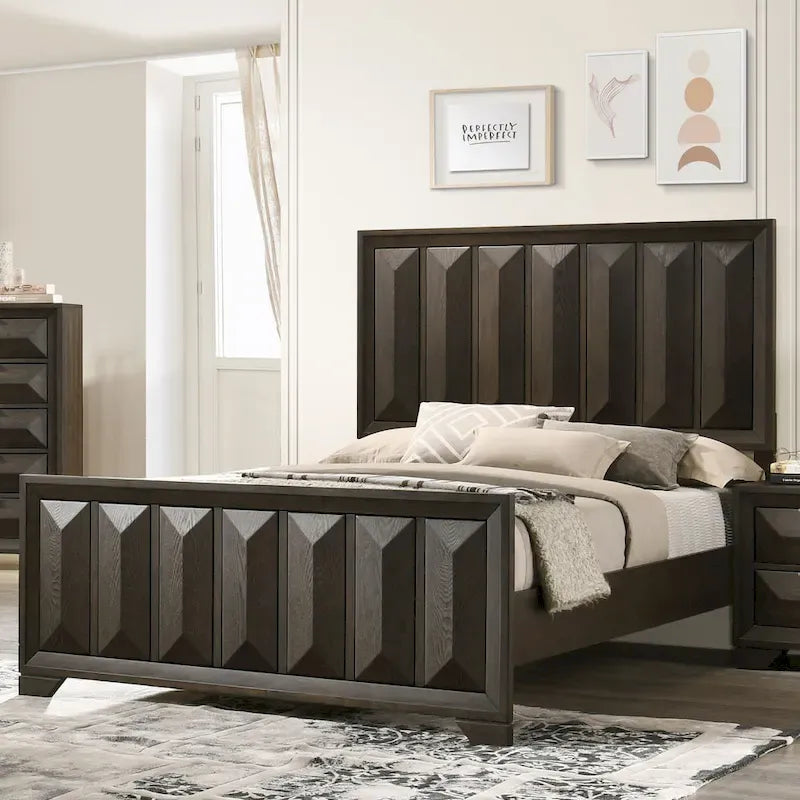 Ensemble de chambre à coucher 3 pièces en bois expresso Uppon de style transitionnel de Furniture of America