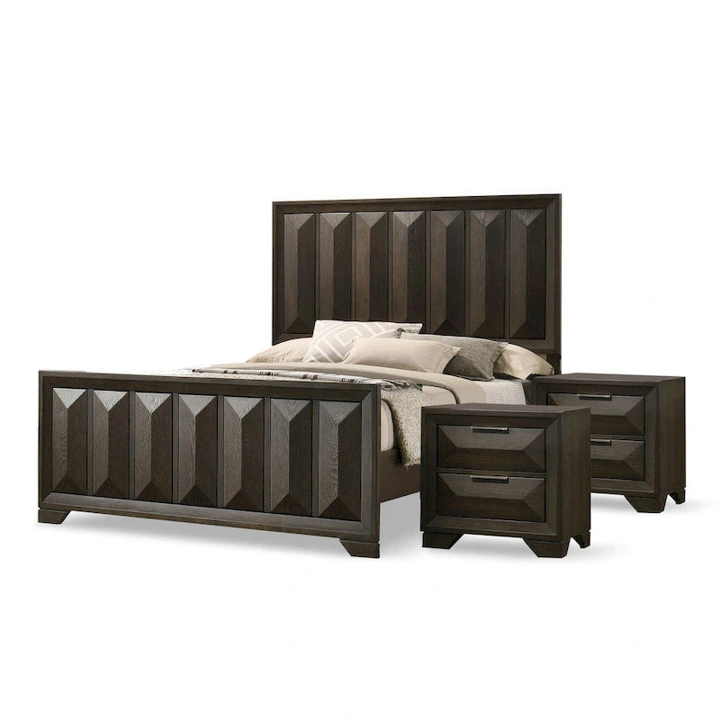 Ensemble de chambre à coucher 3 pièces en bois expresso Uppon de style transitionnel de Furniture of America