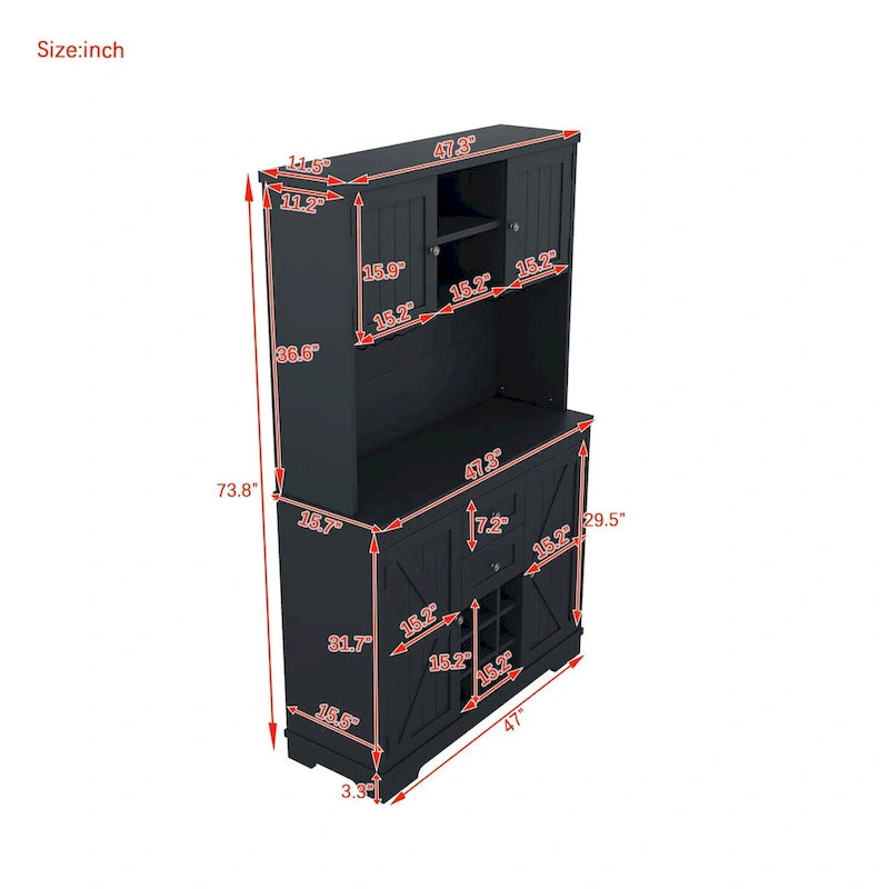 Meuble de cuisine de 73,8 po de hauteur avec rangement