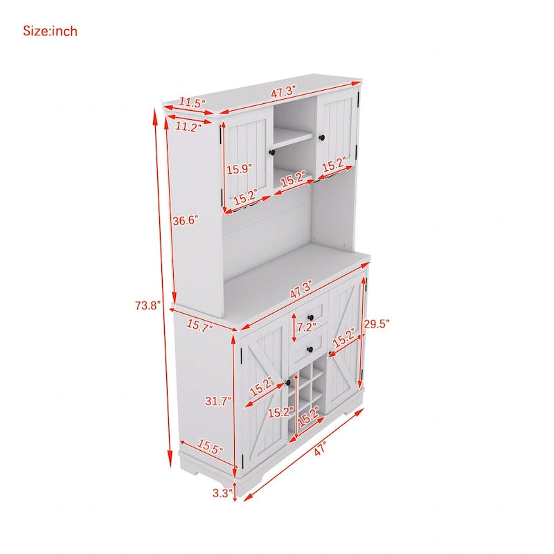 Meuble de cuisine de 73,8 po de hauteur avec rangement