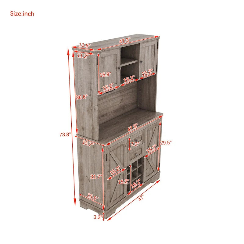 Meuble de cuisine de 73,8 po de hauteur avec rangement