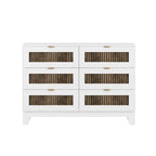 Ensemble de chambre à coucher 4 pièces, lit plateforme de style campagnard pleine grandeur avec décoration en lattes de bois, table de chevet de rangement et commode