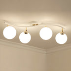 Luminaire sur rail semi-encastré moderne en verre blanc incurvé avec dôme,