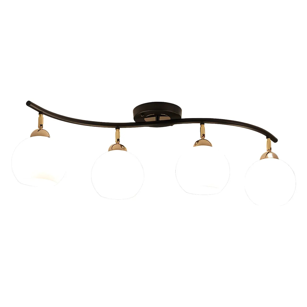 Luminaire sur rail semi-encastré moderne en verre blanc incurvé avec dôme,