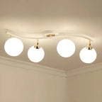 Luminaire sur rail semi-encastré moderne en verre blanc incurvé avec dôme,