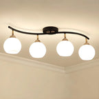Luminaire sur rail semi-encastré moderne en verre blanc incurvé avec dôme,