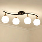 Luminaire sur rail semi-encastré moderne en verre blanc incurvé avec dôme,