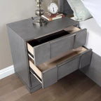 Ensemble de chambre à coucher contemporain 5 pièces Tona de Furniture of America, avec plateforme de rangement en bois gris et éclairage LED