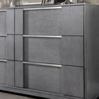 Ensemble de chambre à coucher contemporain 5 pièces Tona de Furniture of America, avec plateforme de rangement en bois gris et éclairage LED