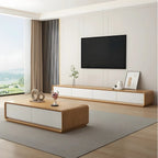 Meuble TV moderne en bois marron avec longs tiroirs (79 cm)