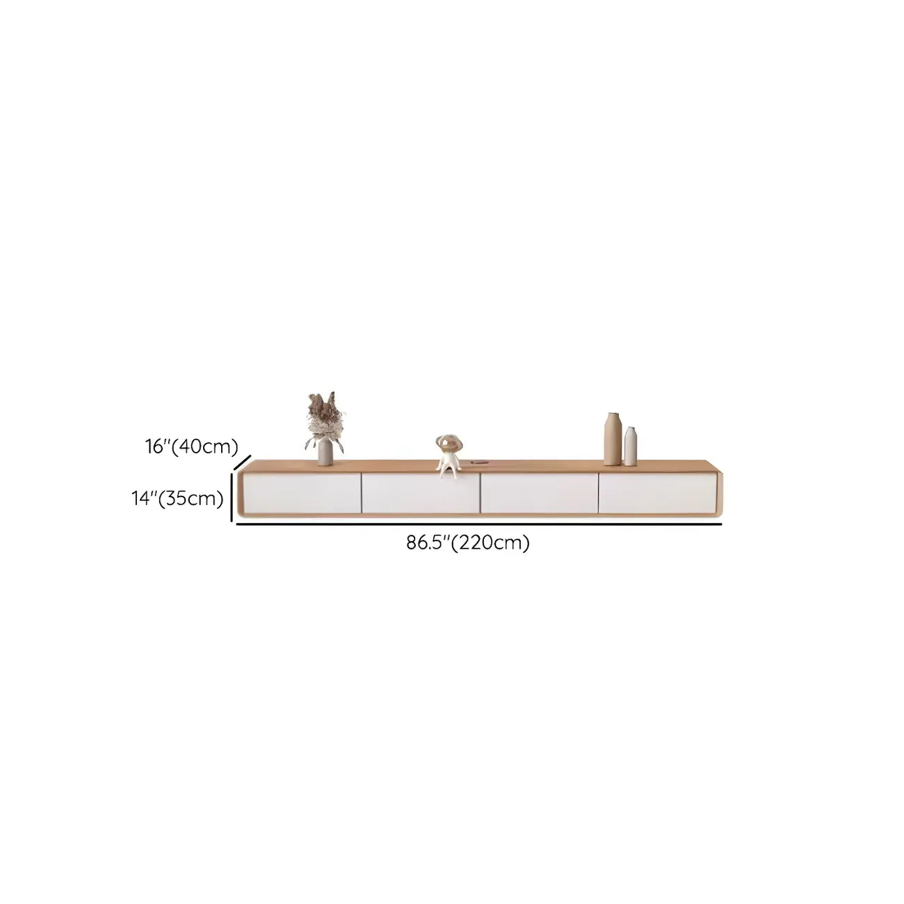 Meuble TV moderne en bois marron avec longs tiroirs (79 cm)