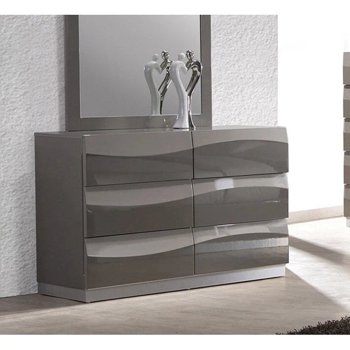 Ensemble de chambre à coucher Somette Devlin gris brillant, 4 pièces, format king