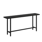 Table de bar industrielle avec plateau en bois noir et piètement en métal