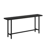 Table de bar industrielle avec plateau en bois noir et piètement en métal