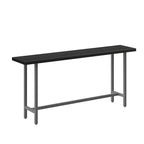 Table de bar industrielle avec plateau en bois noir et piètement en métal