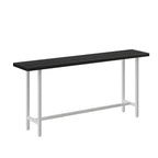 Table de bar industrielle avec plateau en bois noir et piètement en métal