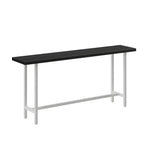 Table de bar industrielle avec plateau en bois noir et piètement en métal